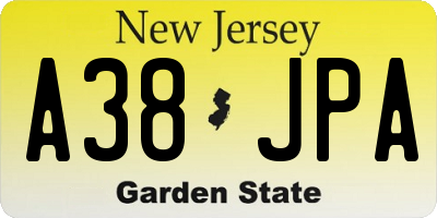 NJ license plate A38JPA
