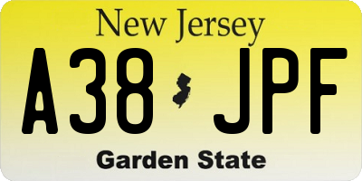 NJ license plate A38JPF