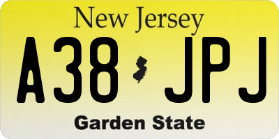 NJ license plate A38JPJ