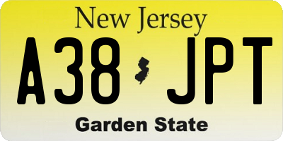 NJ license plate A38JPT