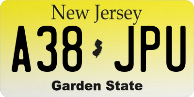 NJ license plate A38JPU