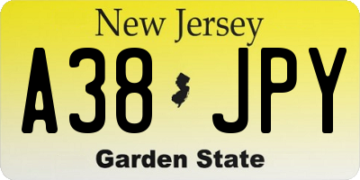 NJ license plate A38JPY