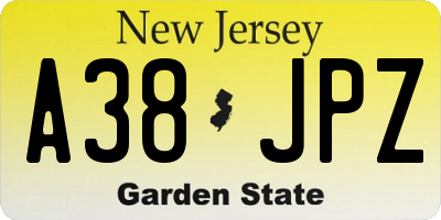 NJ license plate A38JPZ
