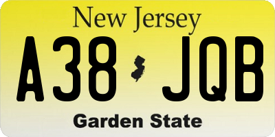 NJ license plate A38JQB