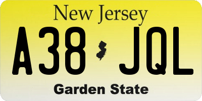 NJ license plate A38JQL