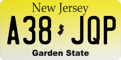 NJ license plate A38JQP