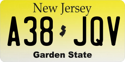 NJ license plate A38JQV