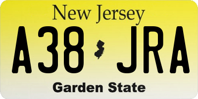 NJ license plate A38JRA