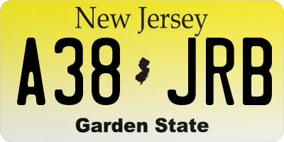 NJ license plate A38JRB