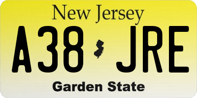 NJ license plate A38JRE