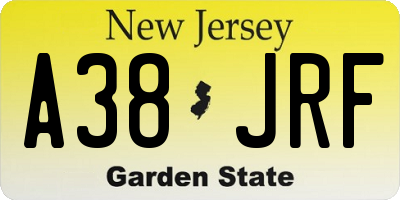 NJ license plate A38JRF