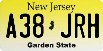 NJ license plate A38JRH