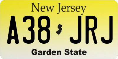NJ license plate A38JRJ