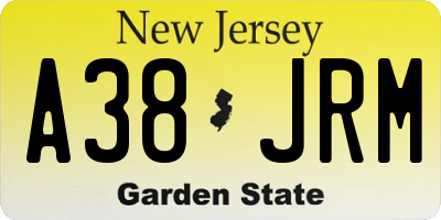 NJ license plate A38JRM