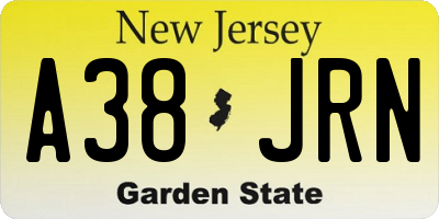NJ license plate A38JRN