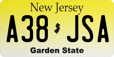 NJ license plate A38JSA