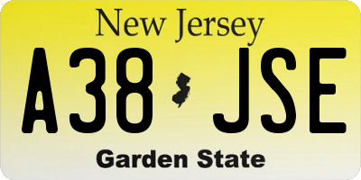 NJ license plate A38JSE