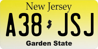 NJ license plate A38JSJ