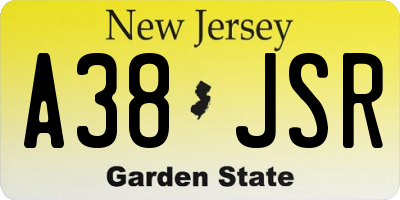 NJ license plate A38JSR