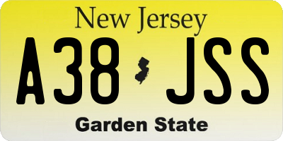 NJ license plate A38JSS