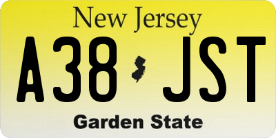 NJ license plate A38JST