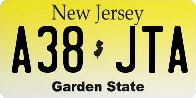 NJ license plate A38JTA