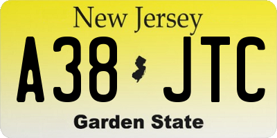 NJ license plate A38JTC