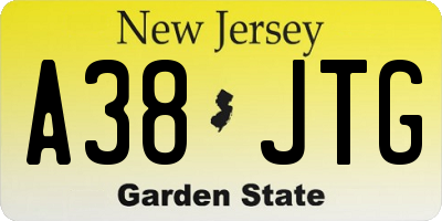 NJ license plate A38JTG