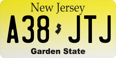 NJ license plate A38JTJ
