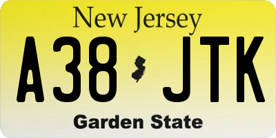 NJ license plate A38JTK