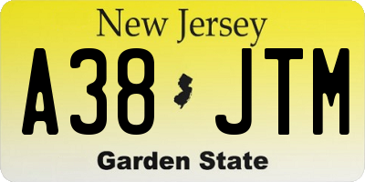 NJ license plate A38JTM