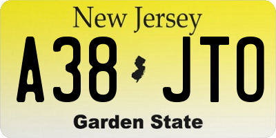 NJ license plate A38JTO