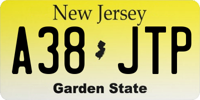 NJ license plate A38JTP