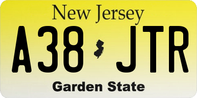NJ license plate A38JTR