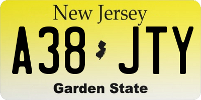 NJ license plate A38JTY