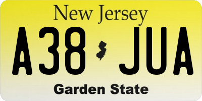 NJ license plate A38JUA