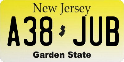 NJ license plate A38JUB