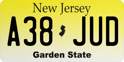 NJ license plate A38JUD