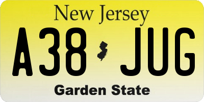 NJ license plate A38JUG
