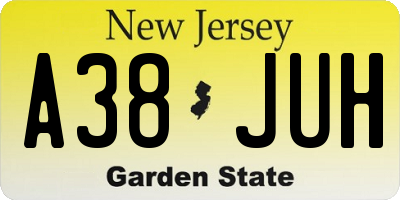 NJ license plate A38JUH