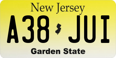 NJ license plate A38JUI