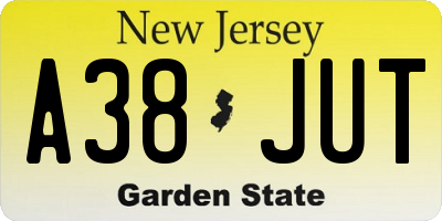 NJ license plate A38JUT