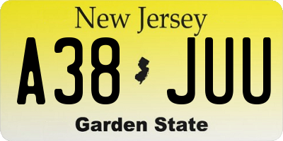 NJ license plate A38JUU