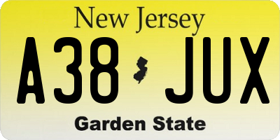 NJ license plate A38JUX