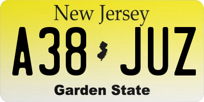 NJ license plate A38JUZ