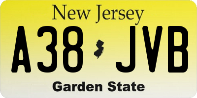 NJ license plate A38JVB