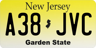 NJ license plate A38JVC
