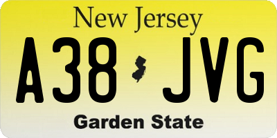 NJ license plate A38JVG