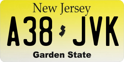 NJ license plate A38JVK