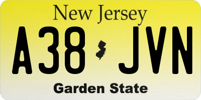 NJ license plate A38JVN